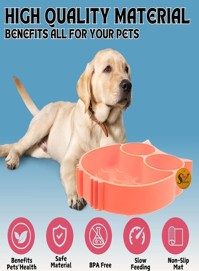 سايج سكوير وعاء طعام الكلاب من سيج سكوير - لعبة ممتعة لإبطاء الأكل، تساعد على الهضم، تقلل من خطر الاختناق والبلع السريع، مانع للانزلاق، متين، مثالي للكلاب الصغيرة والكبيرة (التصميم 3) - Image 3